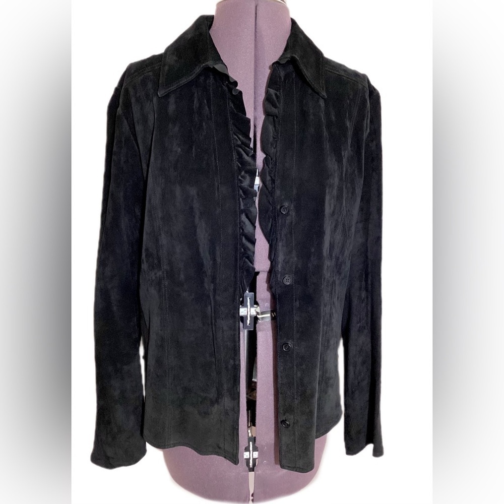 Margaret Godfrey Vtg Suede Ruffle Jacket M/L Western Moto Cowgirl Bikercore